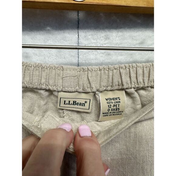 L.L. Bean Women's Premium Washable 100% Linen Pants Tan 12P Gorpcore Vintage - Picture 5 of 9